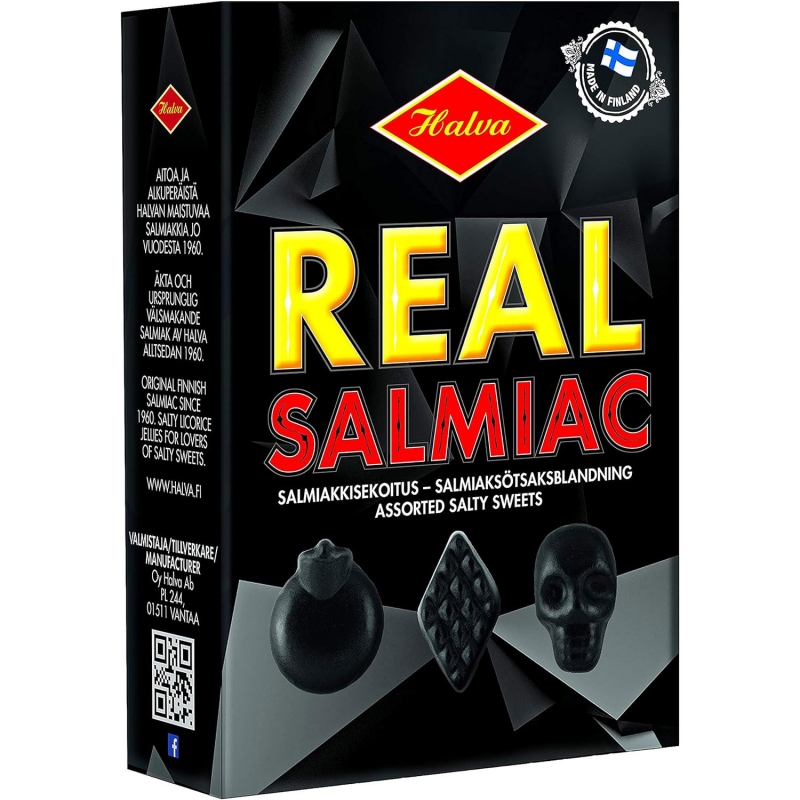 halva real salmiac assorted salty licorice (liquorice) jellies 230g box