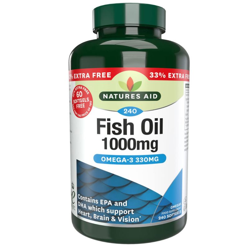 Natures Aid Fish Oil 1000mg 240 Softgels - EXTRA VALUE PACK