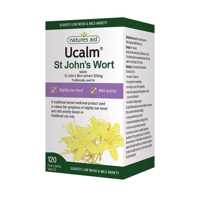 Natures Aid Ucalm St Johns Wort 300mg - 120 Tablets  LOW MOOD & MILD ANXIETY