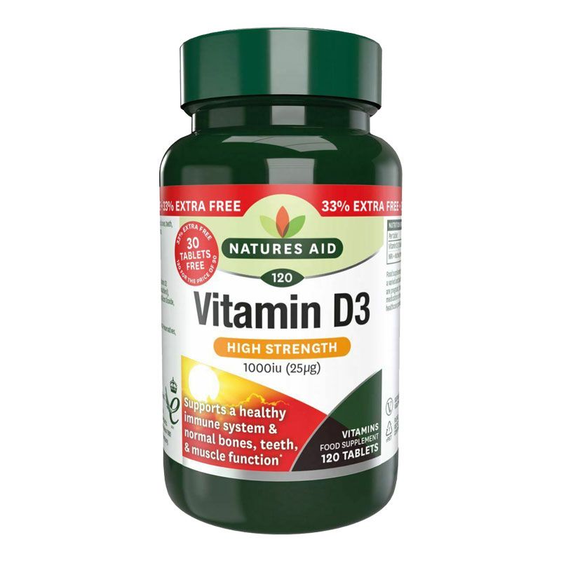 Natures Aid Vitamin D3 1000iu - 120 Tablets EXTRA VALUE PACK