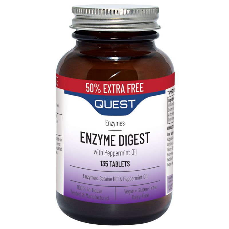 Quest Enzyme Digest with Peppermint Oil 135 Tablets EXTRA VALUE PACK - 135 for price of 90 