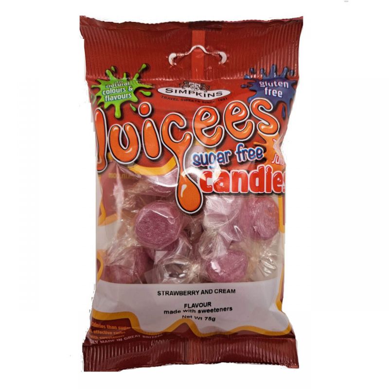 Simpkins Juicees Sugar Free Strawberry and Cream Flavour Drops 75g
