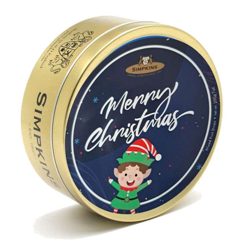 Simpkins Festive Christmas Cheeky Elf Mixed Fruit Drops 200g Tin