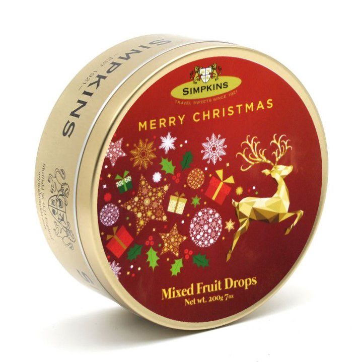Simpkins Christmas Travel Sweets - Mixed Fruit 200g Reindeer Tin