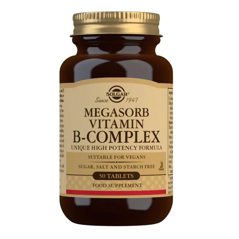 Solgar Megasorb Vitamin B Complex 50 Tablets - Unique High Potency Formula