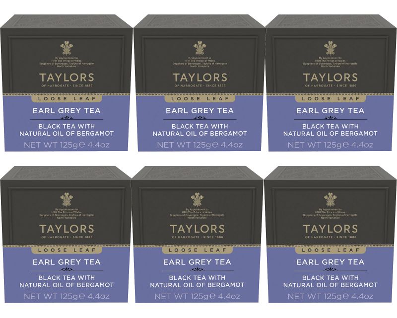 Taylors of Harrogate Earl Grey Leaf Tea 6 x 125g Cartons