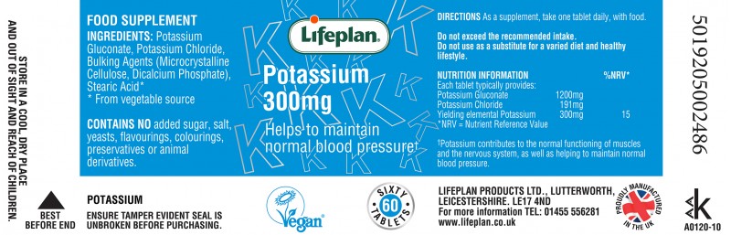 Lifeplan Potassium 300mg - 60 Tablets One-a-D