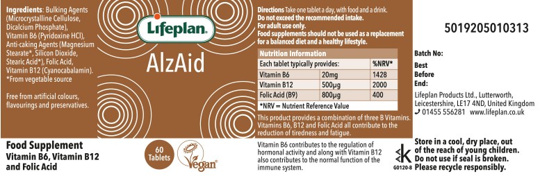 Lifeplan AlzAid Vitamin B6, 9 & 12 Complex 60