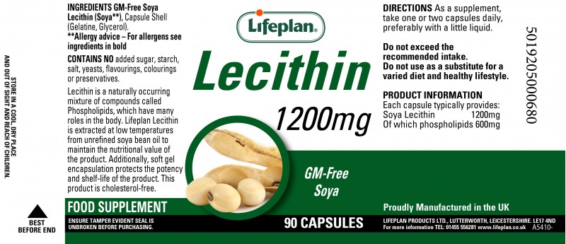 Lifeplan Lecithin 1200mg 90 Capsules GM Free 