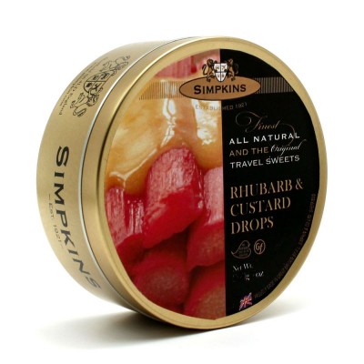 Simpkins Travel Sweets - Rhubarb & Custard 175g Tin