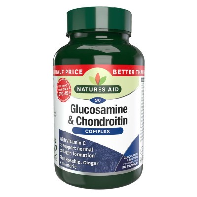 Natures Aid Glucosamine & Chondroitin Complex with Rosehip 90 Capsules 