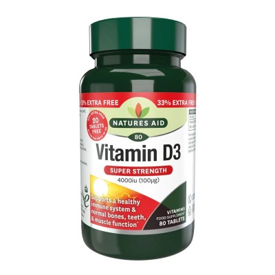 Natures Aid Vitamin D3 4000iu - 80 Tablets EXTRA VALUE PACK