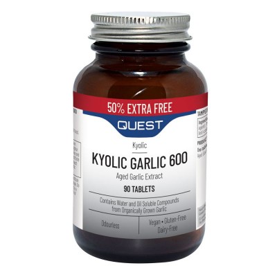 Quest Kyolic Odourless Garlic 600mg 90 Tablets EXTRA VALUE PACK - 90 for price of 60
