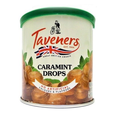Taveners Caramint Drops 200g Tin