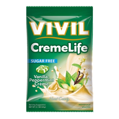 vivil creme life sugar free peppermint & vanilla sweets 60g